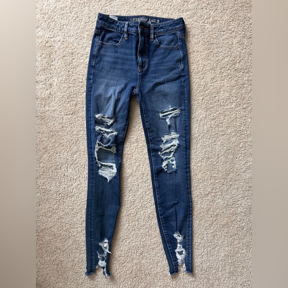 American Eagle Outfitters Blue Distressed Jeans